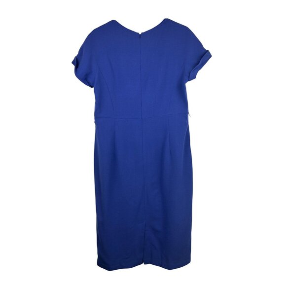 Lafayette 148 Women's Blue Short Sleeve Sheath Dress size 14 With Back Zipper - Picture 2 of 13